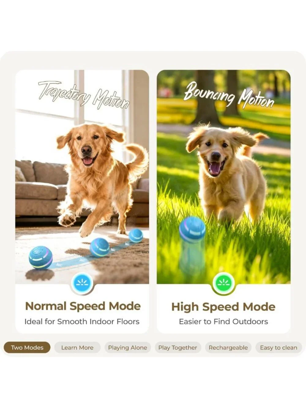Interactive Automatic Dog Balls with LED Lights - Fun Toy for All Dog Sizes